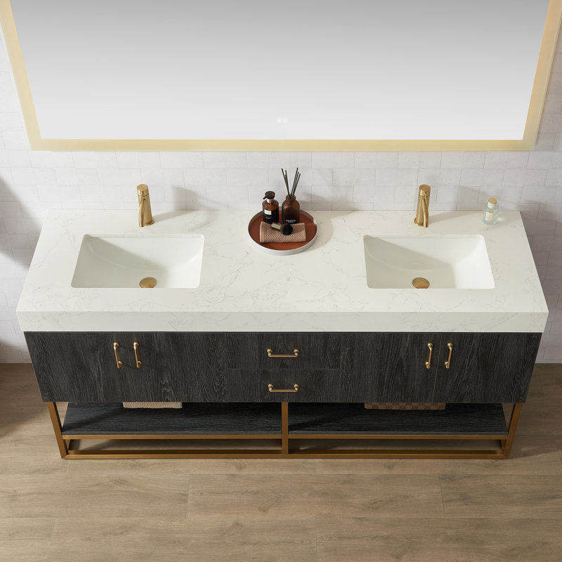 Wade Logan® Annice 72'' Double Bathroom Vanity with Cultured Marble Top